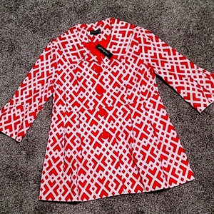 NWT Eden Court Bell 3/4Sleeve Button-up Flared & Pleated Tail Peacoat Women's L.